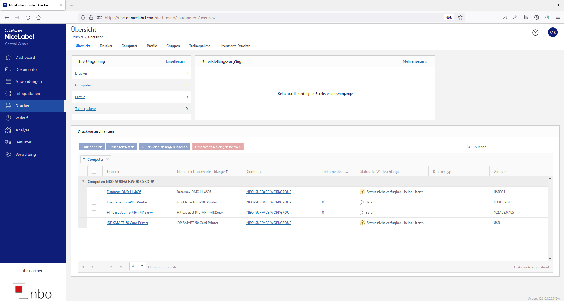 Etikettendruck mit Label Cloud - ControlCenterV10 Übersicht